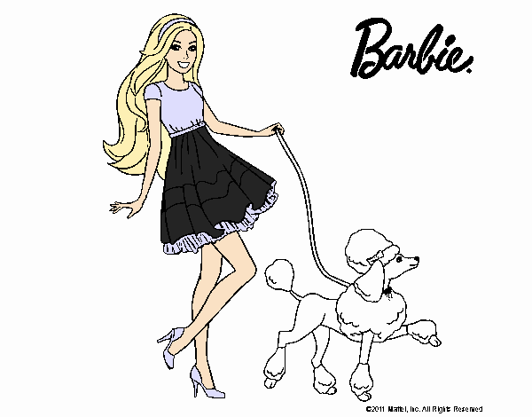 Barbie paseando a su mascota