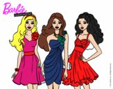 Dibujo Barbie y sus amigas vestidas de fiesta pintado por 3214112873