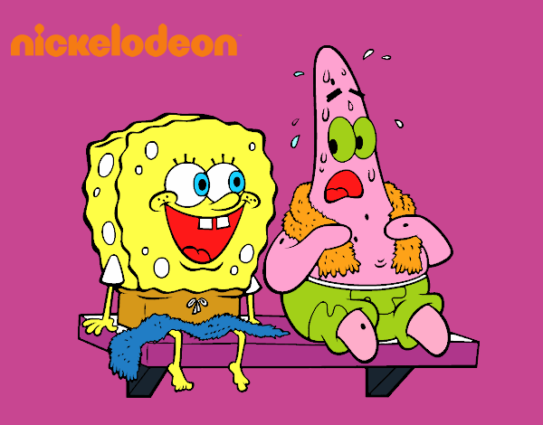 Bob Esponja y Patricio en bañador