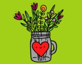 Dibujo Bote con flores silvestres y un corazón pintado por sofiakeisy
