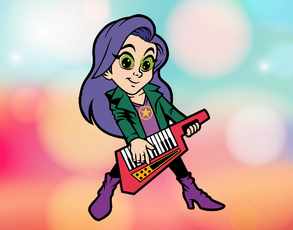 Dibujo Chica tocando el keytar pintado por queyla