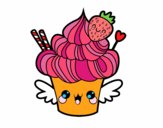 Dibujo Cupcake kawaii con fresa pintado por sofiakeisy