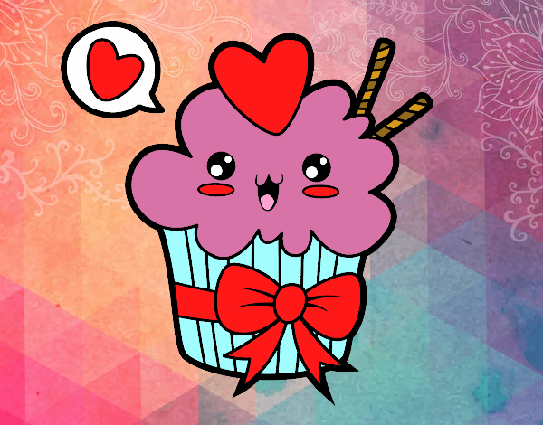 Cupcake kawaii con lazo