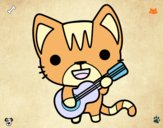 Dibujo Gato guitarrista pintado por ajjajjajaj