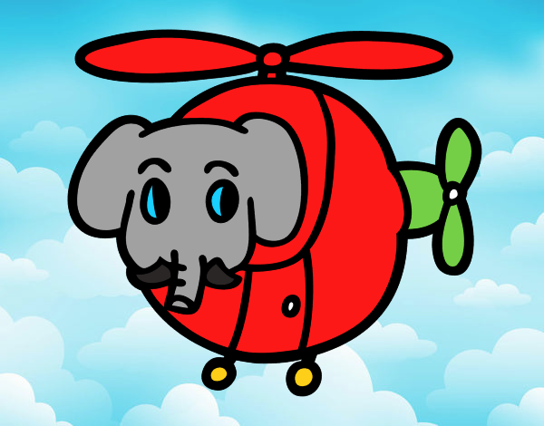 Helióptero con elefante