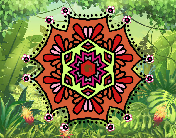 Dibujo Mandala flor simétrica pintado por maryeloz