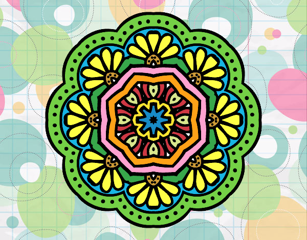 Dibujo Mandala mosaico modernista pintado por colibri49