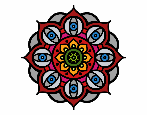 Dibujo Mandala ojos abiertos pintado por maryeloz