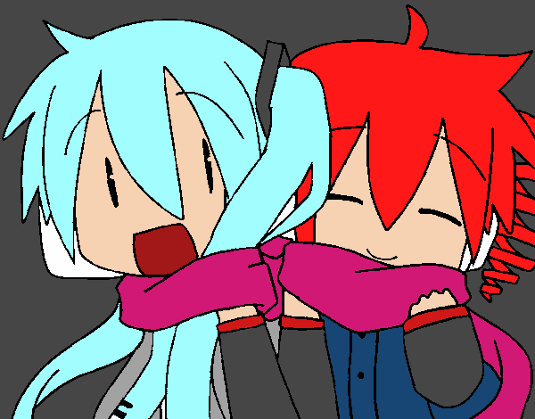 Miku y Len con bufanda