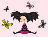 Niña con mariposas