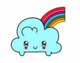 Nube con arco iris kawaii