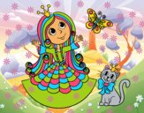 Princesa con gato y mariposa