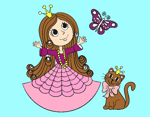 Princesa con gato y mariposa