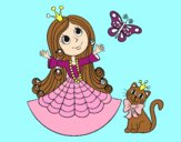 Princesa con gato y mariposa