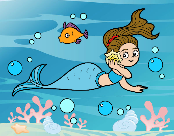 Dibujo Sirena mágica pintado por queyla