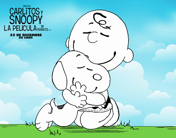 Snoopy y Carlitos abrazados