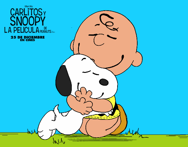 Snoopy y Carlitos abrazados