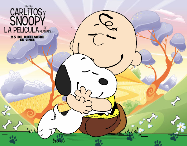 Snoopy y Carlitos abrazados