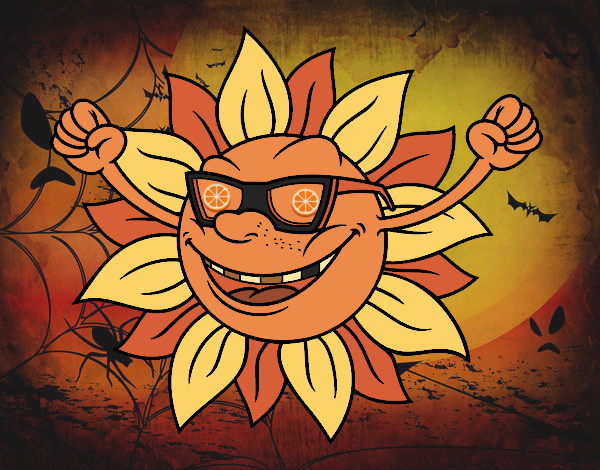 Dibujo Un sol con gafas de sol pintado por queyla