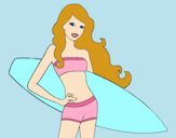 Barbie con tabla de surf