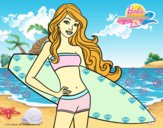 Barbie con tabla de surf