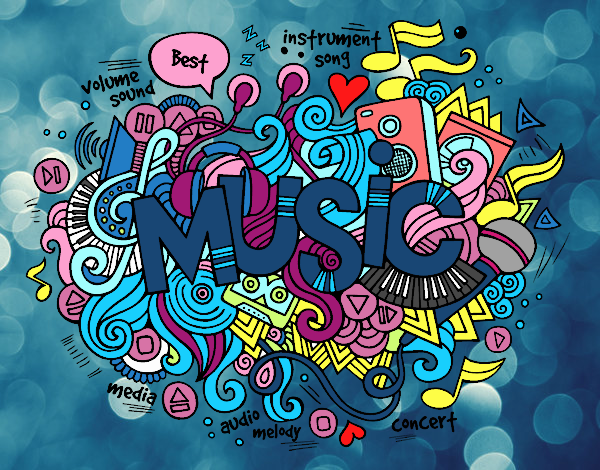 Dibujo Collage musical pintado por Guadag