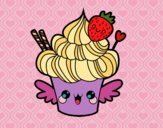 Cupcake kawaii con fresa