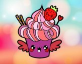 Cupcake kawaii con fresa