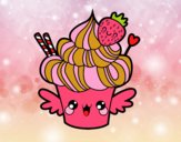 Cupcake kawaii con fresa