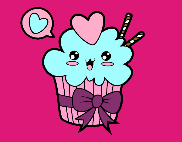 Cupcake kawaii con lazo