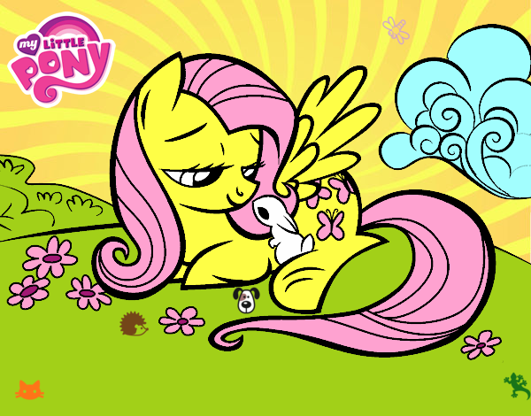 Fluttershy con un conejito