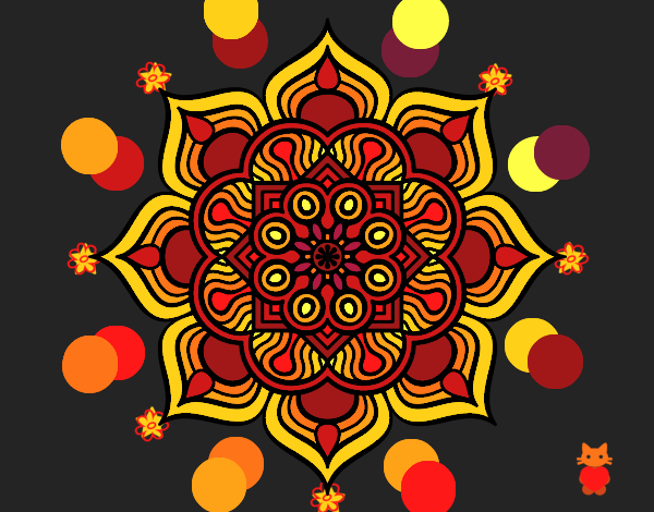 Dibujo Mandala flor de fuego pintado por queyla