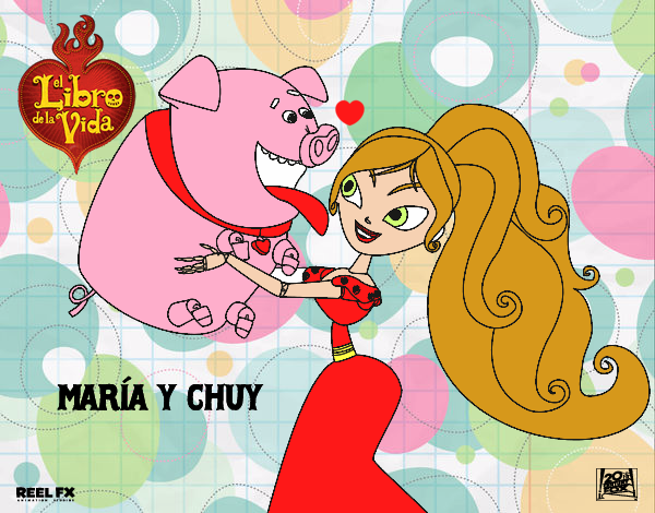 un cerdito muy lindo con su dueña maria 