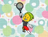 Niño jugando a tenis