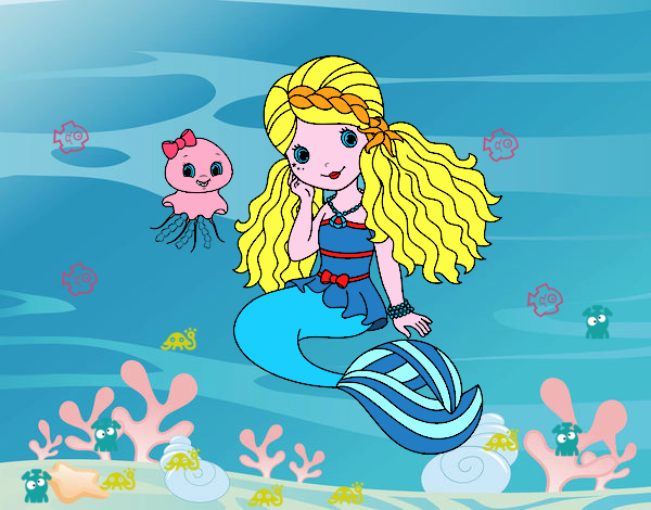 Dibujo Sirena y medusa pintado por Guadag