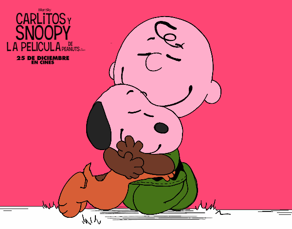 Snoopy y Carlitos abrazados