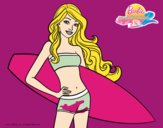 Barbie con tabla de surf