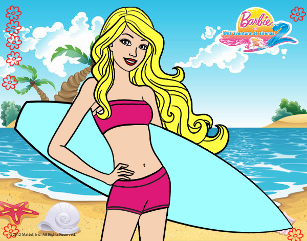 Barbie con tabla de surf