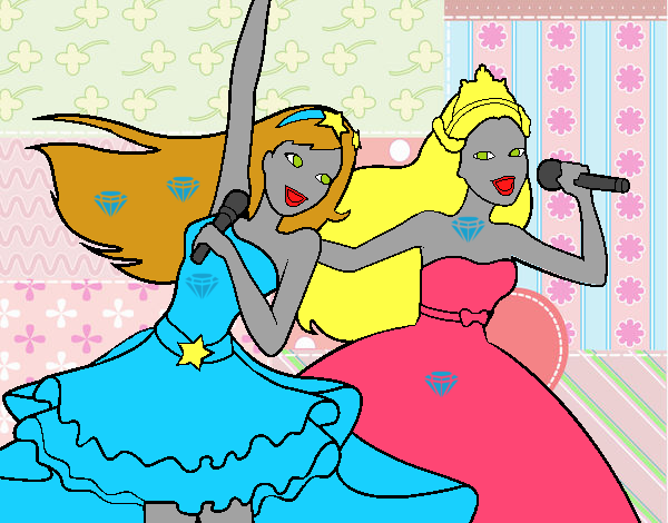 Barbie y la princesa cantando