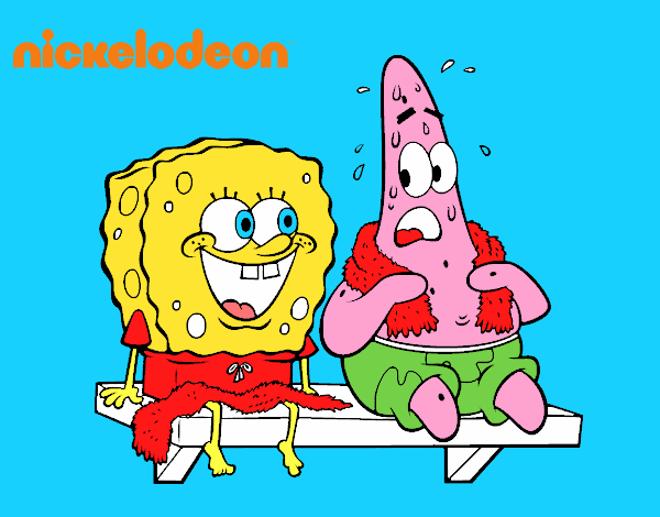 Bob Esponja y Patricio en bañador