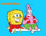 Bob Esponja y Patricio en bañador