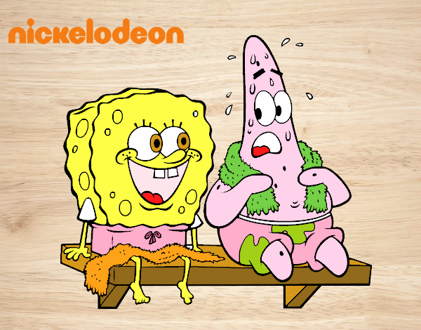 Bob Esponja y Patricio en bañador