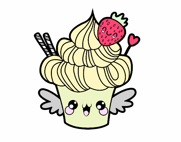 Cupcake kawaii con fresa