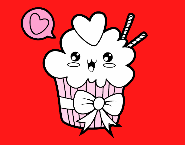 Cupcake kawaii con lazo