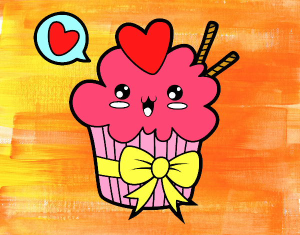 Cupcake kawaii con lazo