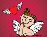 Cupido y corazón con alas