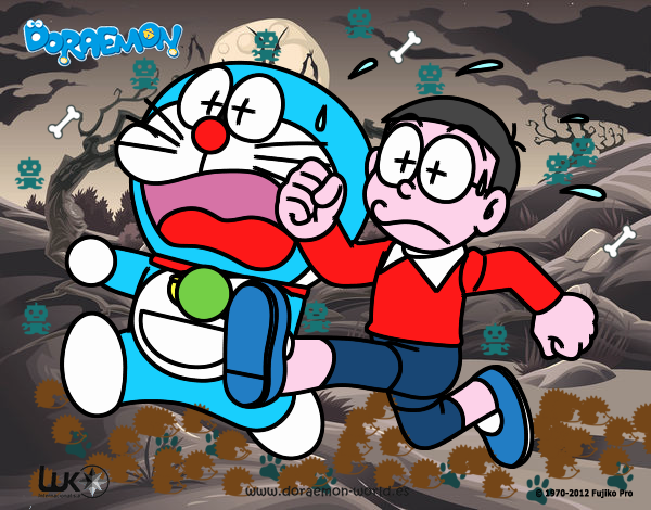 Doraemon y Nobita corriendo