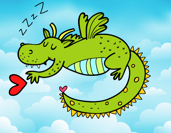 Dibujo Dragón infantil durmiendo pintado por luciasanz
