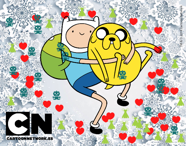 Finn y Jake abrazados