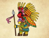 Dibujo Guerrero azteca pintado por colorista